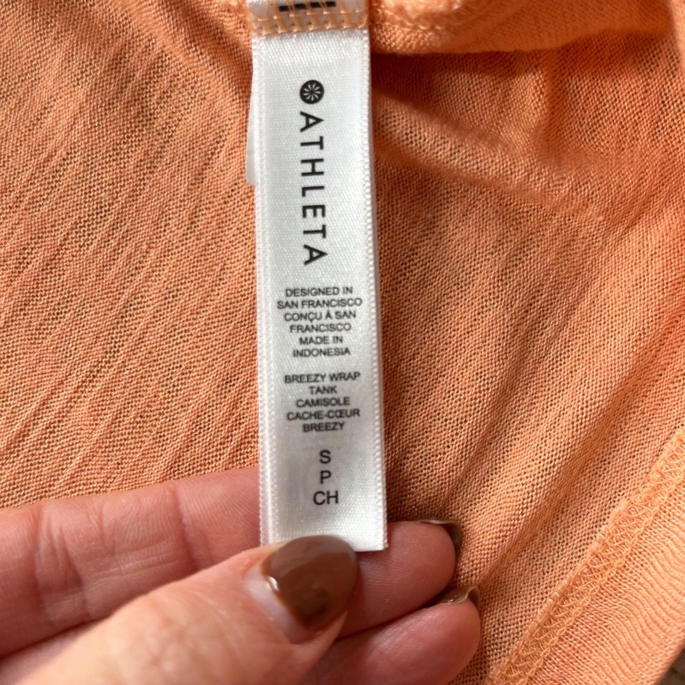Athleta‎ Breezy Wrap Tank Light Tangerine/peach Sleeveless V Neck Top Women Sz S - Picture 4 of 8